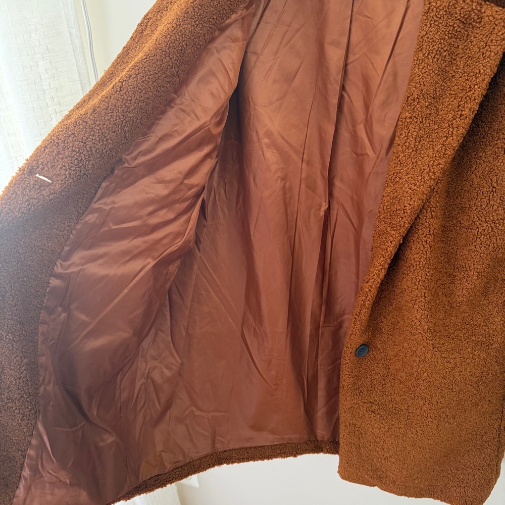Daily Ritual Womens‎ XL Teddy Bear Coat Rust Brown Sherpa Fleece Jacket Overcoat - Picture 4 of 5